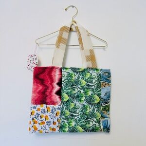 NEW Homemade Multicolor Patchwork Tote with thick fleece lining.